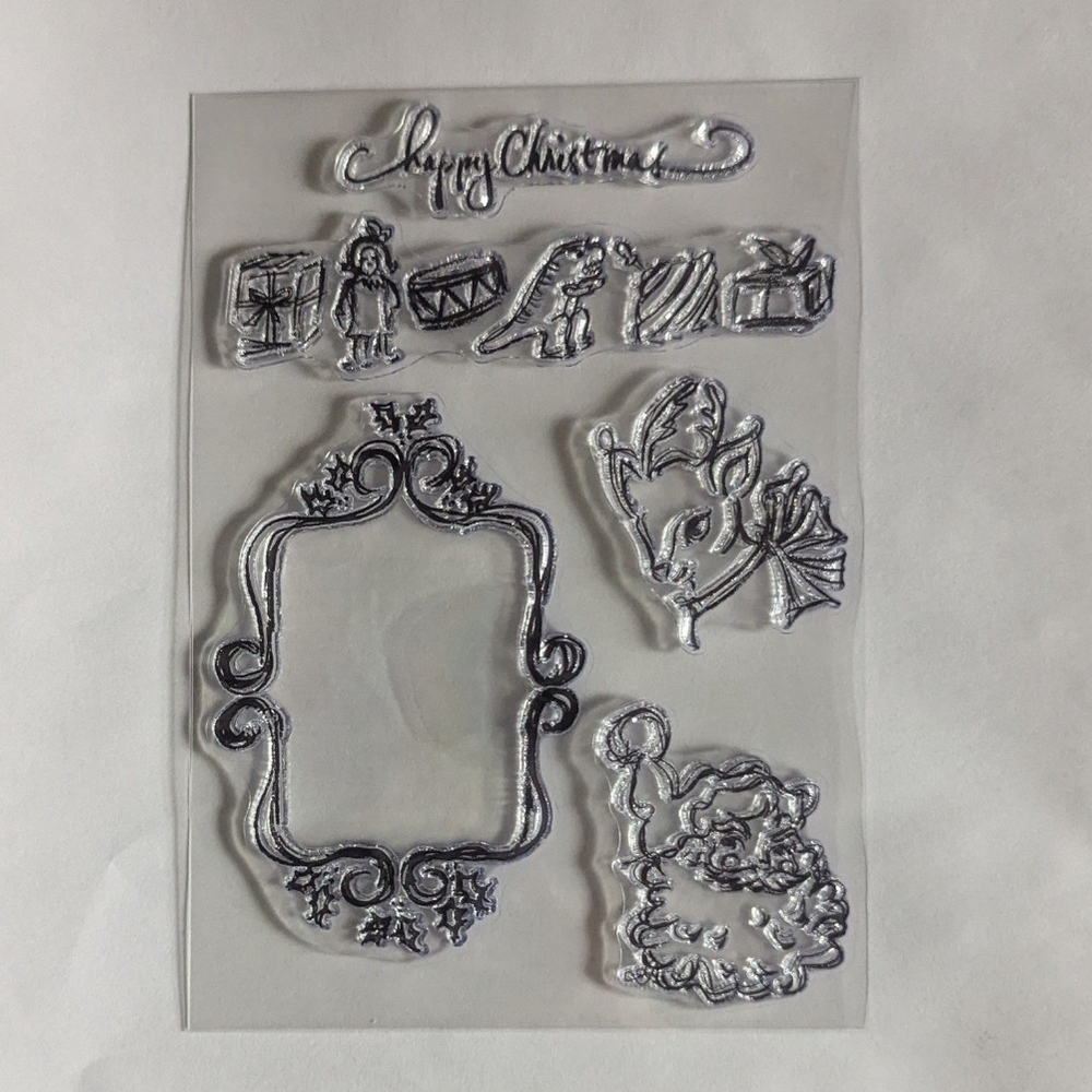 Christmas stamp set from Dina Wakely, Scribbly Vintage Holiday Santa & Rudolph